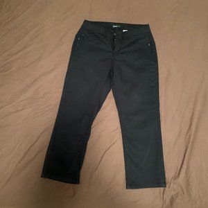 Black Cotton Ankle Pants